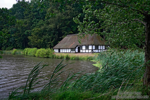 18th century half-timbered house and lake