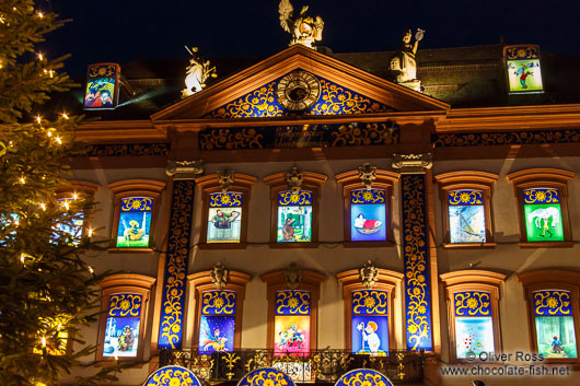 Gengenbach town hall decorated as an advent calendar