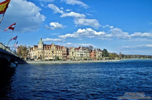 The Seestrasse in Constance (Konstanz) viewed from under the Rhine bridge