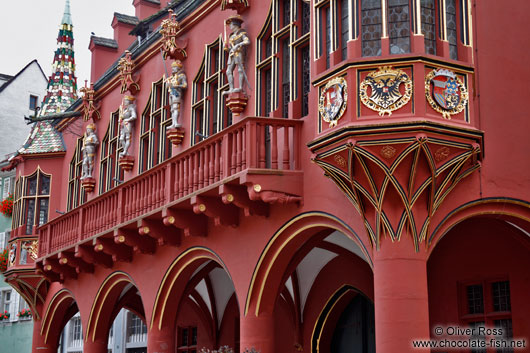 Facade of the historical warehouse on the cathedral square in Freiburg