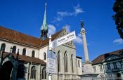 Travel photography:Marker for the Way of St. James (Jakobsweg) in Constance (Konstanz), Germany