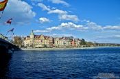 Travel photography:The Seestrasse in Constance (Konstanz) viewed from under the Rhine bridge, Germany