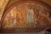 Travel photography:Wall mosaic in the Elisabethkemenate (Elisabeth`s chamber) on the Wartburg Castle, Germany