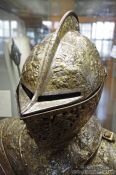 Travel photography:Knight`s Helmet on display inside the Wartburg Museum, Germany
