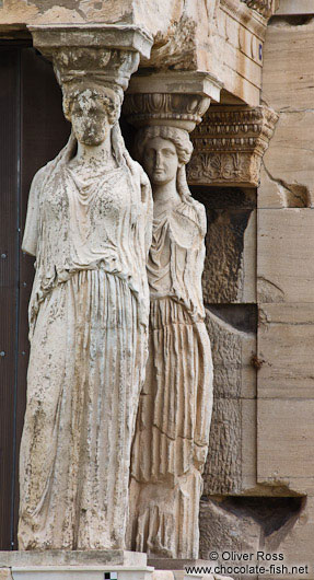 The Porch of the Caryatids on the Erechtheum on the Athens Akropolis