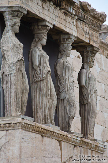The Porch of the Caryatids on the Erechtheum on the Athens Akropolis