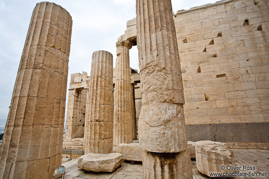 Columns at the entrance to the Athens Akropolis