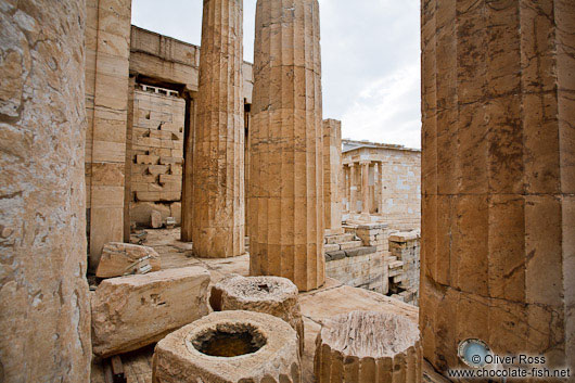 Columns at the entrance to the Athens Akropolis