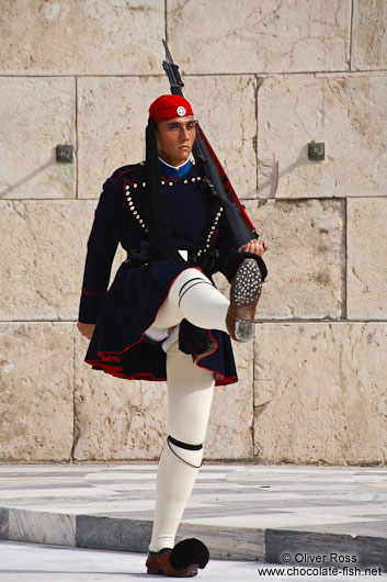 Guard at the Monument of the Unknown Soldier in Athens - Tsolias