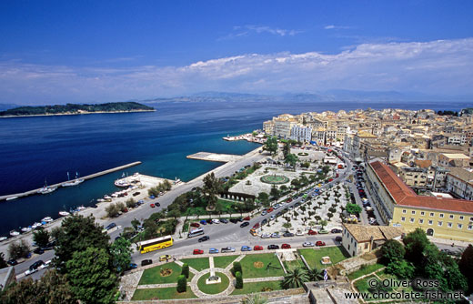 Aerial view of Corfu sailing harbour