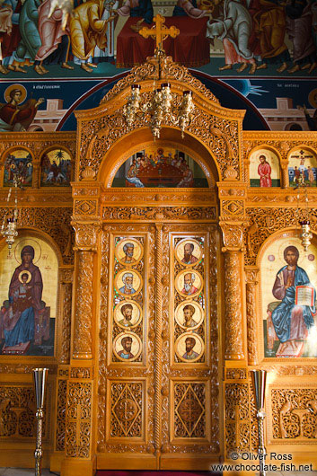 Main altar door inside the Garazo church