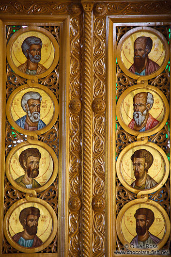 Main altar door detail inside the Garazo church