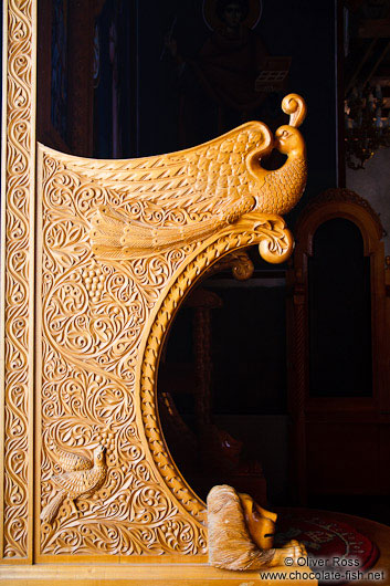 Chair detail inside the Garazo church