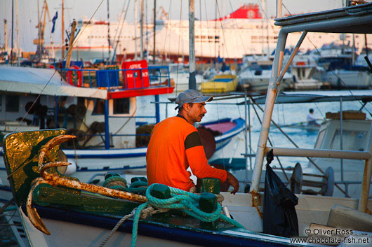 Firsherman in Iraklio (Heraklion) harbour