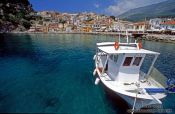Travel photography:Small fishing boat in Parga harbour, Greece