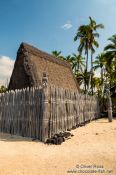 Travel photography:Hut in Pu`uhonua o Honaunau Ntl. Historical Park, USA