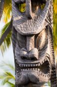 Travel photography:Guardian in Pu`uhonua o Honaunau Ntl. Historical Park, USA