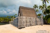 Travel photography:Hut in Pu`uhonua o Honaunau Ntl. Historical Park, USA