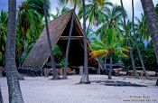 Travel photography:Hut in Pu`uhonua o Honaunau Ntl. Historical Park, Hawaii USA