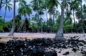 Travel photography:Pu`uhonua o Honaunau, Ntl. Historical Park tropics, Hawaii USA