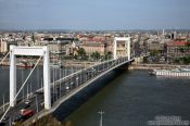 Travel photography:Panoramic view of the Pest side with Elisabeth Bridge, Hungary
