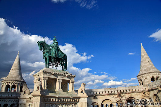 Statue of King Stefan I in the Fisherman´s Bastion at Budapest castle