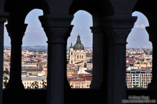 View of Pest from Fisherman´s Bastion in Budapest castle