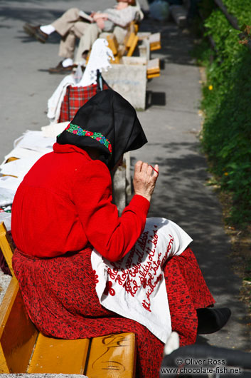 Woman selling handicraft in Budapest