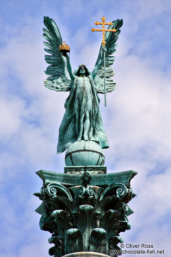 The archangel Gabriel atop the Millennium column on Budapest´s Heros´ Square