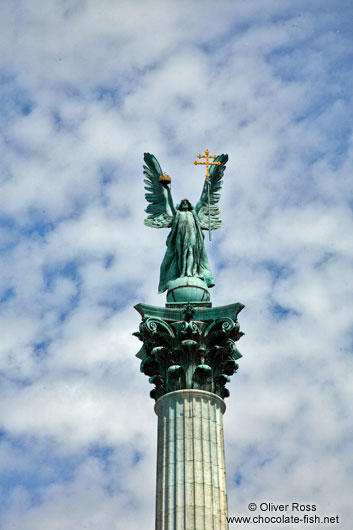 The archangel Gabriel atop the Millennium column on Budapest´s Heros´ Square