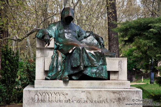 Sculpture of Anonymus in Budapest´s Vajdahunyad castle