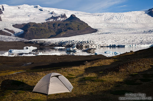 Camping at Breiðárlón lake