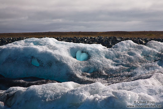 Heart shaped blue ice at Jökulsárlón