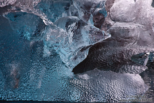 Detail of an iceberg washed up at the beach near Jökulsárlón