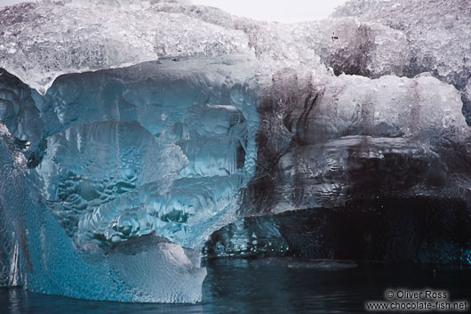 Detail of an iceberg washed up at the beach near Jökulsárlón