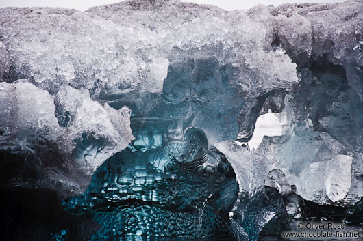 Detail of an iceberg washed up at the beach near Jökulsárlón