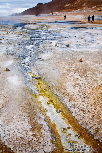 Geothermal field at Hverarönd near Mývatn with fumaroles and mud pools