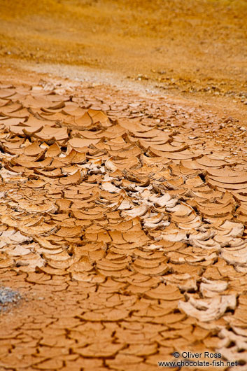 Cracked soil in the geothermal area at Hverarönd near Mývatn