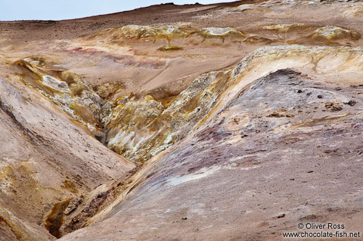 Volcanic landscape in the geothermal field at Hverarönd near Mývatn