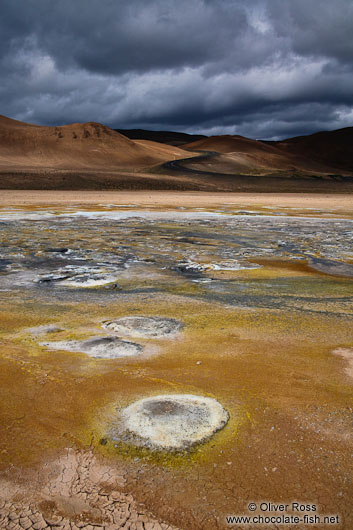 Fumaroles at the geothermal area at Hverarönd near Mývatn