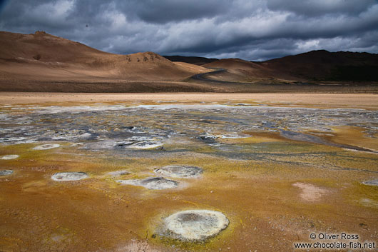 Fumaroles at the geothermal area at Hverarönd near Mývatn