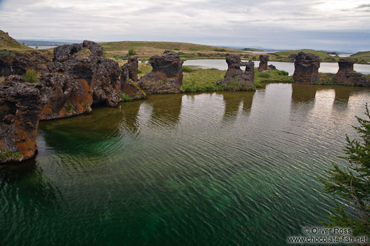 Lava pillars in Mývatn lake