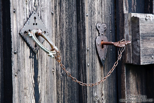 Detail of the front door of Grafarkirkja church