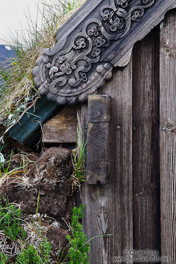 Facade detail of the Grafarkirkja peat church