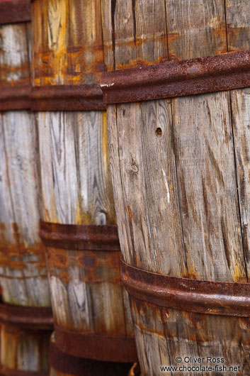 Barrels outside the Siglufjörður herring museum