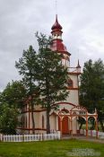 Travel photography:Grundarkirkja church in Grund near Akureyri, Iceland