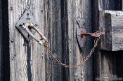 Travel photography:Detail of the front door of Grafarkirkja church, Iceland