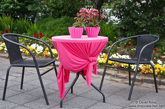 Cafe table and chair set-up in Reykjavik