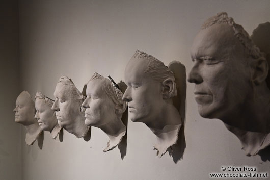 Faces on display inside Reykjavik´s Hallgrimskirkja church