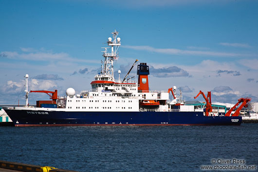 The German RV Meteor in Reykjavik harbour